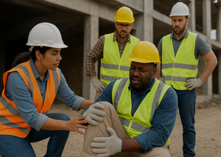 Worksite injury scene
